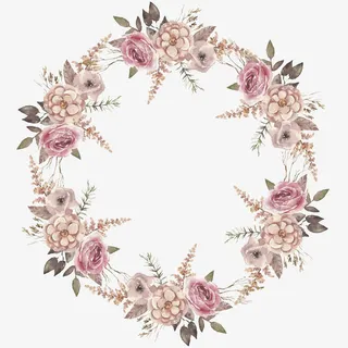 水彩花环免抠