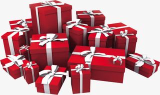 红色礼盒卡通海报效果免抠