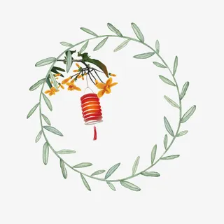 彩绘灯笼框免抠