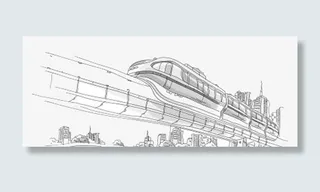 地铁轻轨车厢免抠