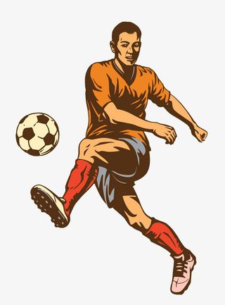 彩色手绘射门卡通插画免抠