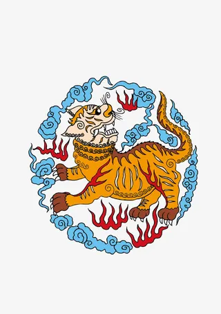 传统老虎矢量纹样素材免抠