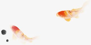 红色水彩金鱼创意免抠