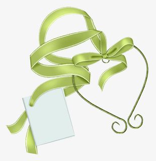 草绿丝带漂浮免抠