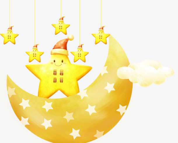 装饰卡通手绘星星月亮免抠