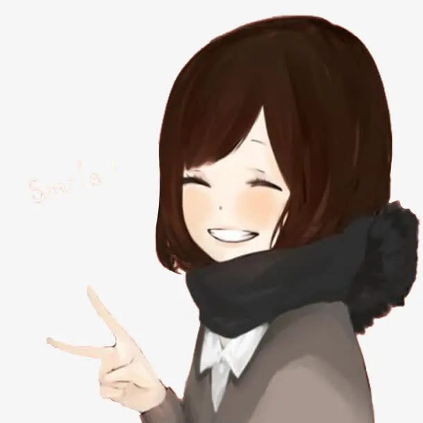 动漫女生微笑免抠