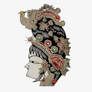 精美女子皮影头像免抠