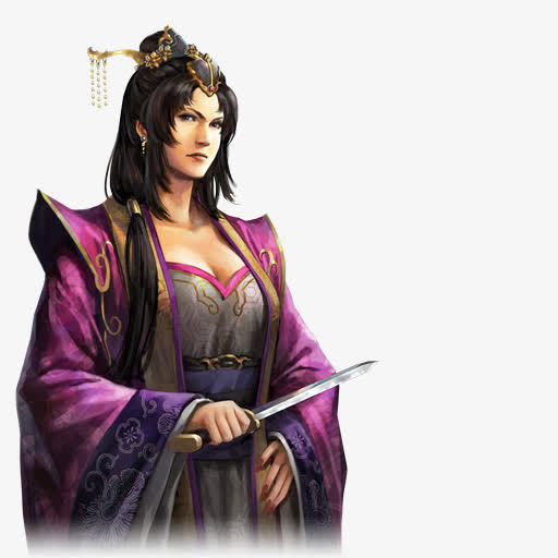 紫衣霸气执刀美女古风手绘免抠