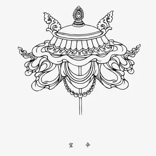 矢量西藏花纹宝伞花纹免抠