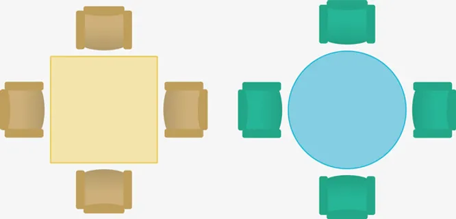 四人桌设计平面图免抠
