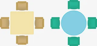 四人桌设计平面图免抠