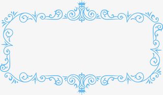 蓝色花纹方形边框免抠