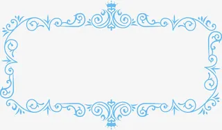 蓝色花纹方形边框免抠