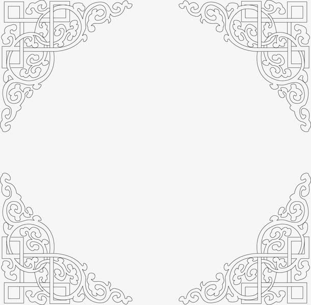 欧式复古边框矢量线框图免抠