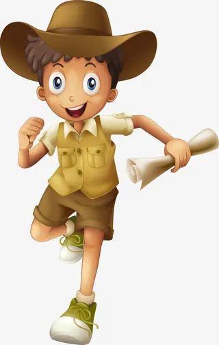 矢量手绘卡通童子军免抠