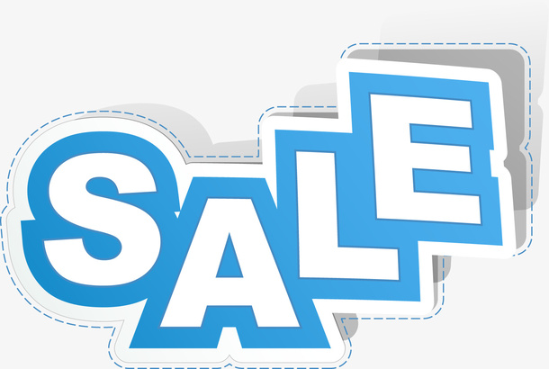 蓝色简约sale标签免抠
