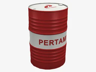 白色图案红色圆柱形状机油桶免抠