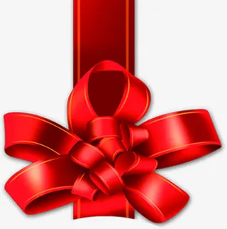 红色渐变手绘新年蝴蝶结免抠