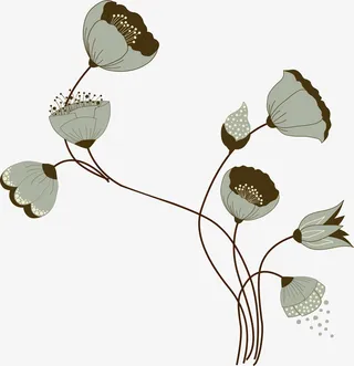 绿色文艺花朵免抠