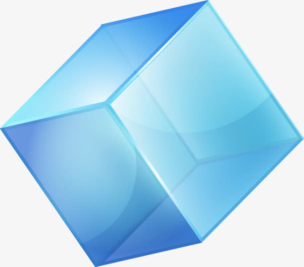 矢量手绘蓝色立体正方形免抠