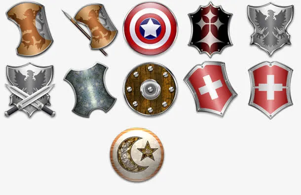 欧式3d盾牌免抠