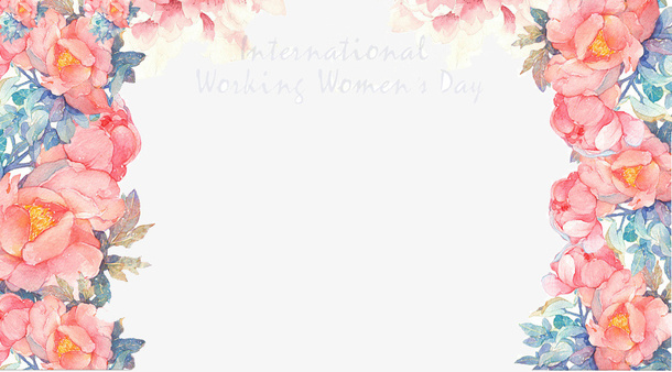 妇女节手绘花卉边框免抠