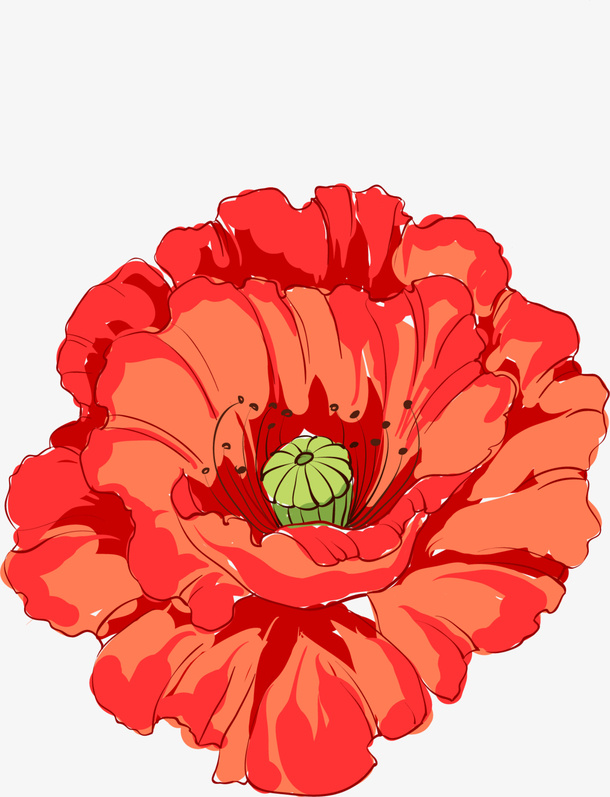 春暖花开手绘杜鹃花免抠