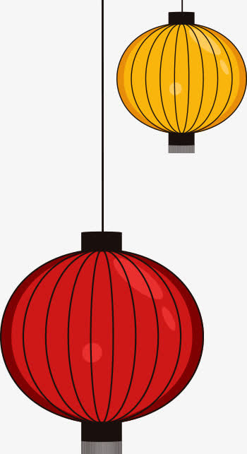 黄色灯笼红色灯笼装饰素材免抠