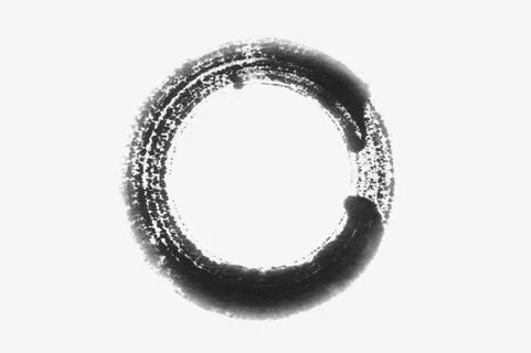 浅色水墨风格环形圈免抠