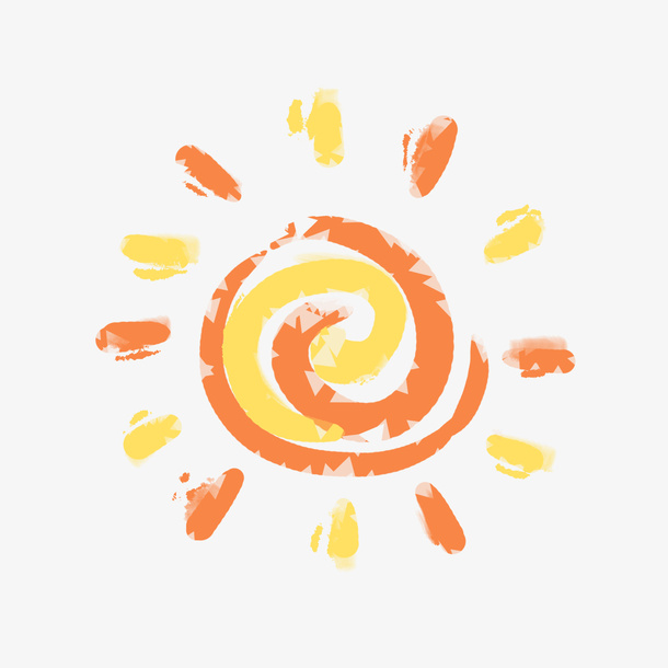 橙色黄色卡通太阳免抠