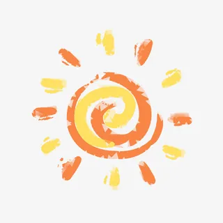 橙色黄色卡通太阳免抠