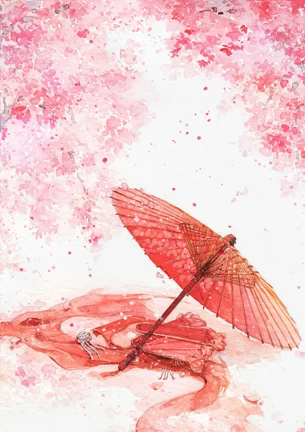 古风唯美水彩插画免抠
