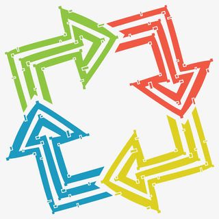 彩色方形循环箭头免抠