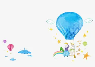 情人坐上水晶热气球免抠