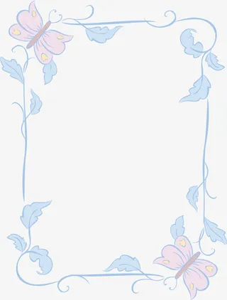 春天蓝色叶子边框免抠