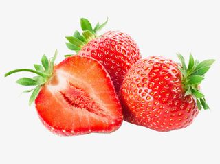 高清红色草莓绿叶免抠