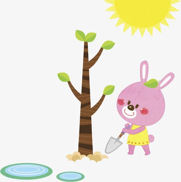 小兔植树免抠