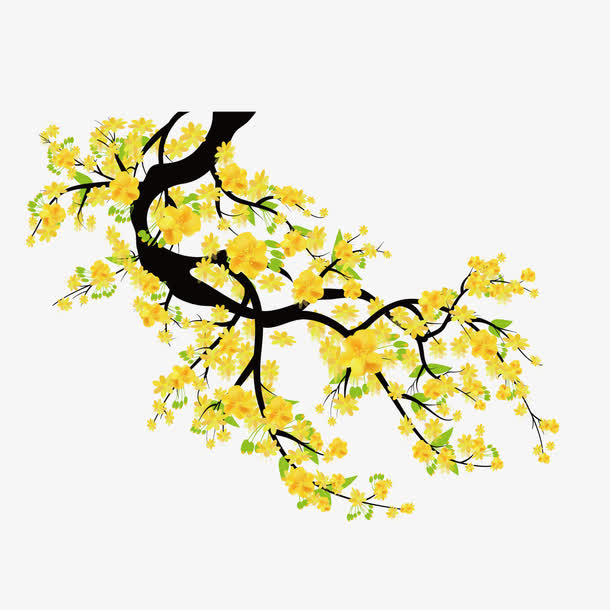 矢量黄色桃花装饰免抠