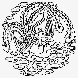 国潮  凤凰 传统图案 圆形标08免抠