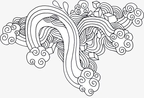 线稿抽象云纹png免抠
