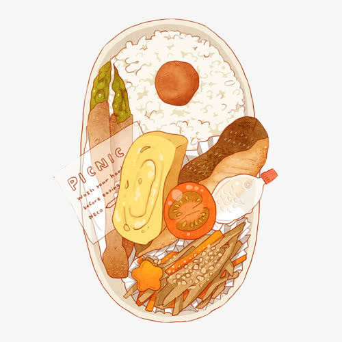 便当盒手绘画素材图片免抠