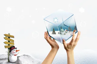创意手中的魔方雪景免抠
