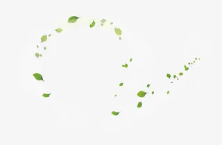 绿色简约曲线树叶漂浮素材免抠