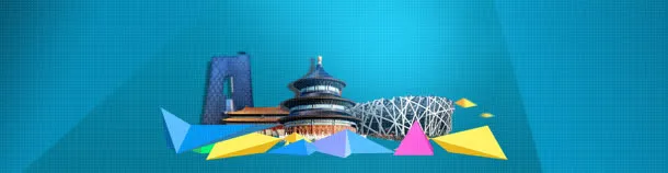 蓝色质感环球建筑背景banner