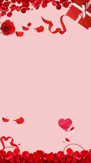 春节爱心玫瑰花瓣粉色简约浪漫求婚结婚季桃心H5高清
