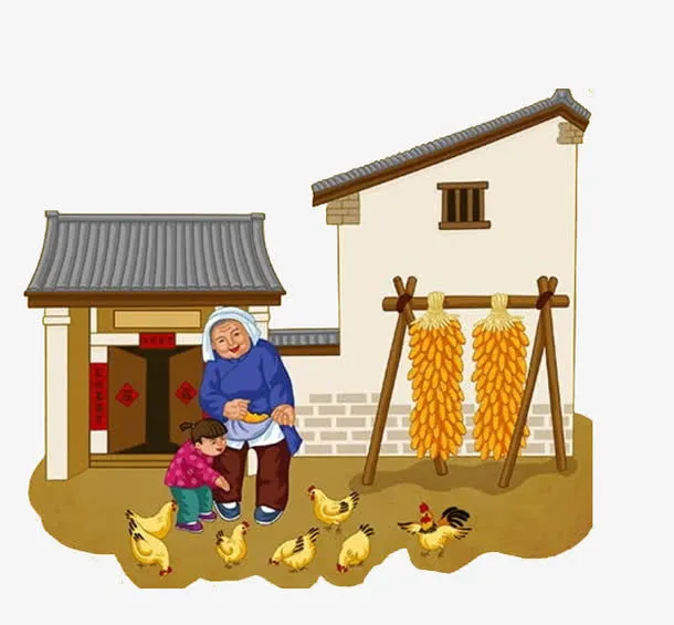 手绘农家小院免抠