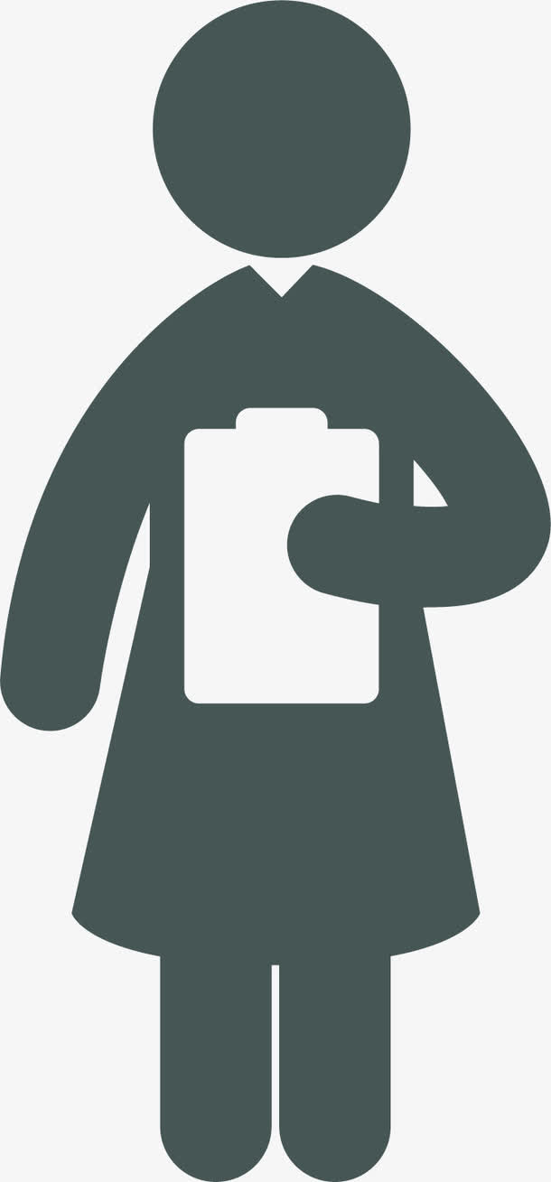 护士检查病房剪影卡通免抠