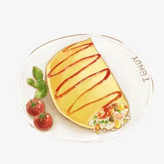 手绘食物蛋包饭免抠