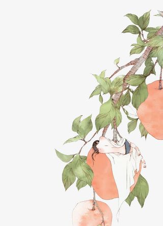 唯美手绘人物插画免抠