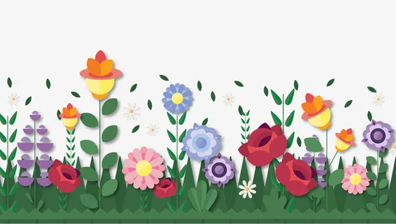 彩色花园花丛设计矢量图免抠